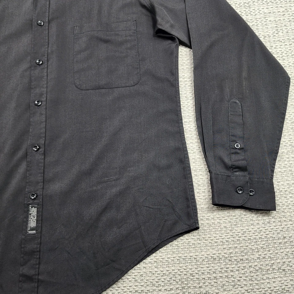 Geoffrey Beene Shirt Mens 16.5 34/35 Black Fitted Dress Long Sleeve Pocket USA - Image 2 of 4