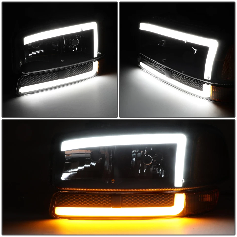 Par de faros parachoques Fit 99-06 Sierra 1500-3500 Yukon Switchback L-LED DRL Foto 3 de 4