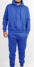 Men's Blue Hooded Tracksuit Set, 2 Piece, Drawstring, Elastic Waist, Tapered Leg
