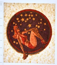 Original VINTAGE 1970s Heat Transfer | Retro Pinup Woman with Stars