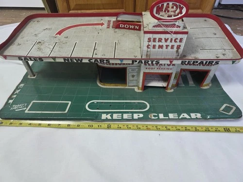 Vintage MARX 1950's Tin Litho Service Center Car Laundry Car Sales