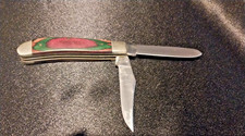 Large Vintage Multicolor Double Blade Folding Knife Made In Pakistan- 3.5"