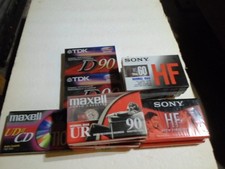 Lot of 12 New Sealed Blank Cassette Tapes TDK D90, Sony HF60, Maxell UR90