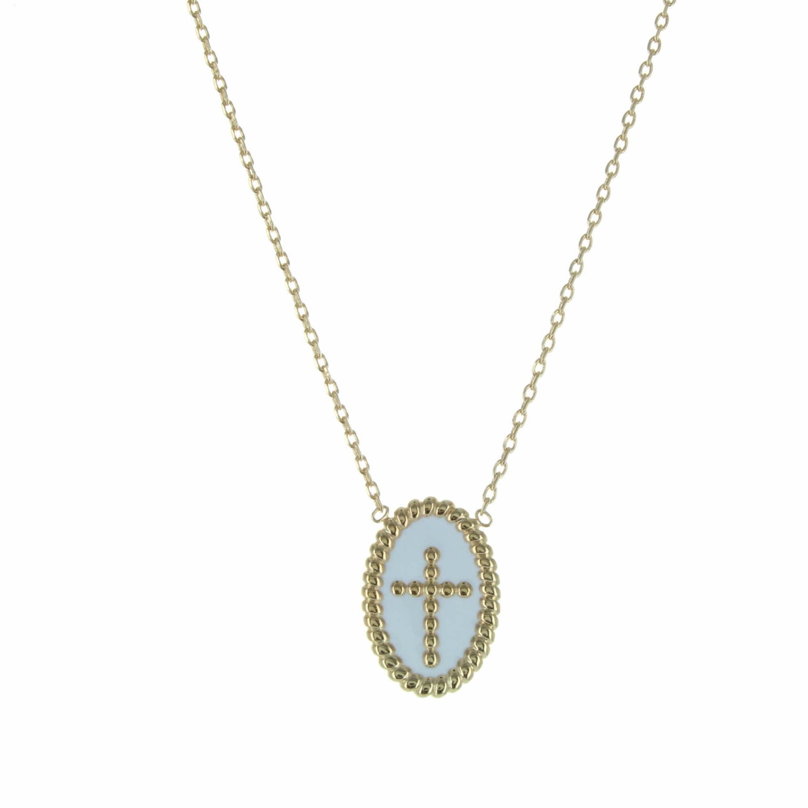 Collier en Plaqué Or croix émaillée anti-ternissement