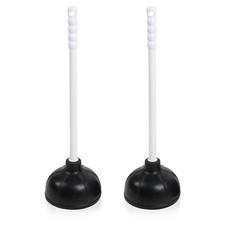Super 2PCS Heavy Duty Rubber Toilet Plunger With plastic Handle Clears 18 Inches