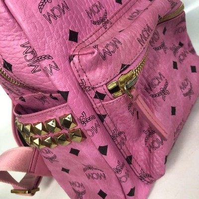 MCM Visetos Stark Side Studded Rucksack Metall mit Aufbewahrungstasche 32 cm ...