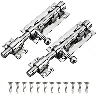 2 Pack Barrel Bolt Latch, 6.3'' Heavy Duty 304 Stainless Steel Gate Latch for ...