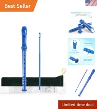 Classic 8-Hole Soprano Recorder in Blue for New Musicians - C Key, Easy to Play