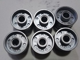 Lego Lot of 6 Pieces Metallic Silver Wheel 55981 18mm D. x 14mm with pin Hole