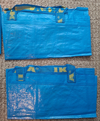 Lot of 2 IKEA Large 19 Gallon Bags Shopping Laundry Grocery Storage FRAKTA