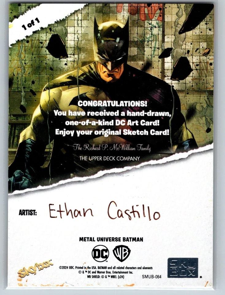 2025 Skybox Metal Universe Batman 1/1 Sketch Batman Ethan Castillo - Image 2 of 2