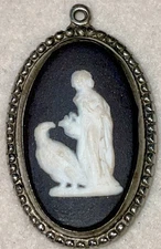 Wedgwood Cameo Jasperware Black White Pendant England Hebe & Eagle