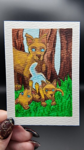 Blink Dog Tag Youre It ACEO Orig Watercolor TTRPG DnD Fantasy Creature Art OOAK