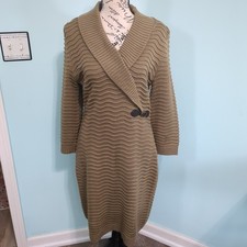 Calvin Klein Taupe Acrylic Sheath Knee Length wrap Sweater Dress medium