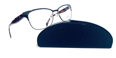 PRADA VPR 65R UE0-1O1 BLACK RED HAVANA GOLD RX EYEGLASSES 55-16-140 MM ITALY NEW