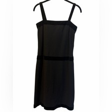 Vintage CHANEL Black Tank Cocktail Dress with Velvet Trim Size 2