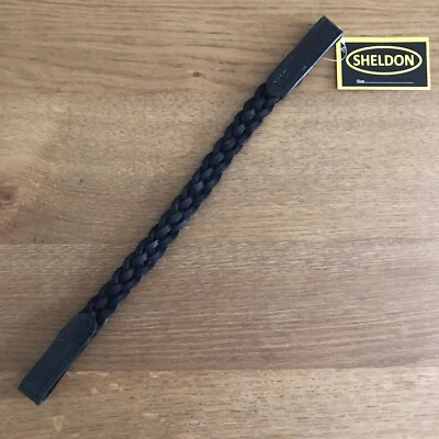 SHELDON Geflochtenes Stirnband, zeigend, Leder schwarz, Pony, kostenloser Versand UK