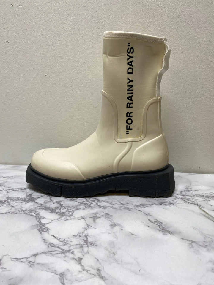 Botines de lluvia de goma con puntera redonda estampados gráficos blancos talla 12 ''42'' Foto 2 de 4