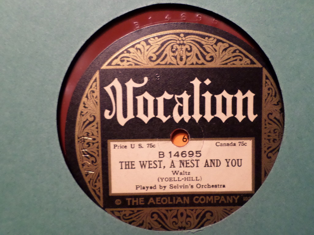 RED VOCALION 78 RECORD 14695/SELVIN'S ORCHESTRA/SLEEP/THE WEST,A