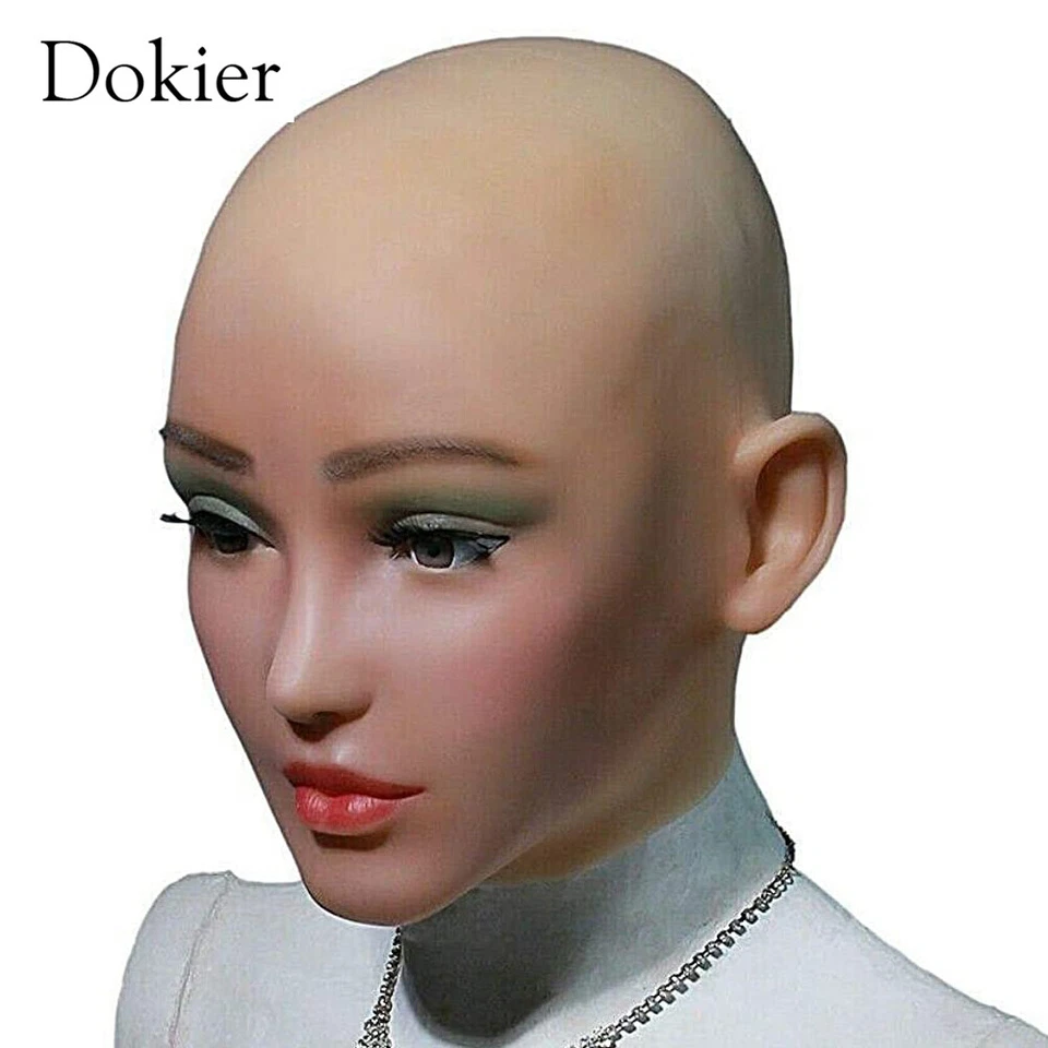 Máscara feminina de silicone realista cabeça cheia capuz cosplay máscara travesti  - Imagem 4 de 4