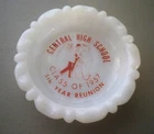 Vintage Milk Glass Ashtray CENTRAL HIGH SCHOOL Class of 1957 5th Year Reunion