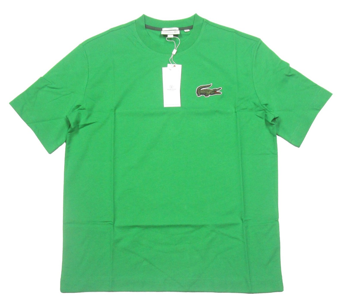 Lacoste Unisex Green Large Croc Logo Loose Fit Crew-Neck