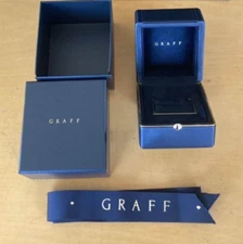 GRAFF Jewelry Accessory Ring Case Empty Box Black With Ribbon Used