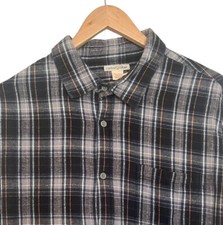 Carbon 2 Cobalt Men's Button Front Flannel Shirt Blue/Gray Plaid Pocket Cotton L