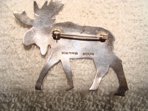 Vtg. Sterling Silver Smooth Moose Pin/Brooch/Staltera 50's Era Signed - Picture 2 of 5