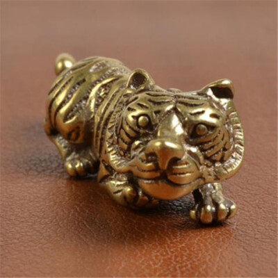 Solid Brass Tiger Statue Animal Figurine Ornament Miniature Toy Tea pet Decor