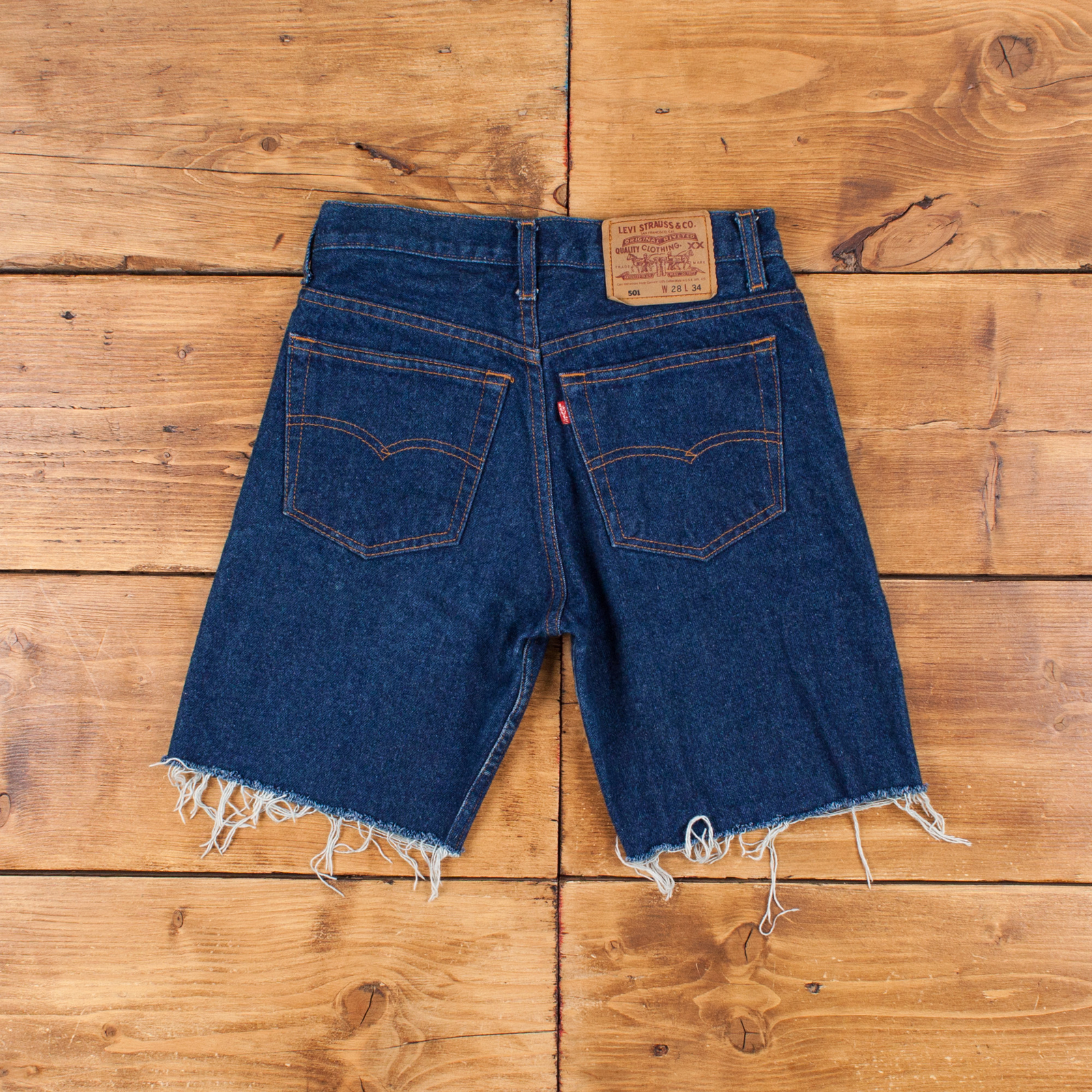 Vintage Levi's Denim Shorts 26 Levis 501 Raw Hem USA Made 90s Dark