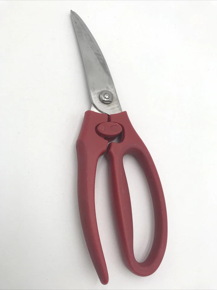 Sabatier kitchen shears red 9.5" serrated curved blade VGC scissors cooking - Image 2 of 4