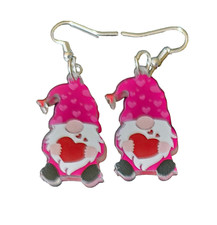 Double Sided Acrylic Valentine's Gnome Dangle Earrings - New
