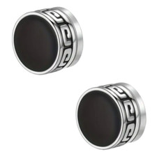 1 Pair .3 Inch - Round Black Titanium Steel Magnetic Non-Piercing Stud Earrings