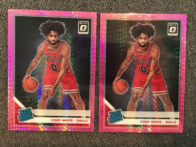 Lot (2) COBY WHITE 2019-20 Panini Donruss Optic PINK HYPER rookie