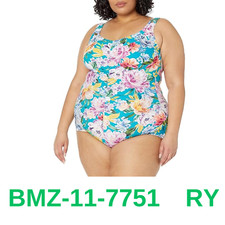 Maxine of Hollywood Women's Standard Shirred Front Girl Leg One Piece Swimsuit,6