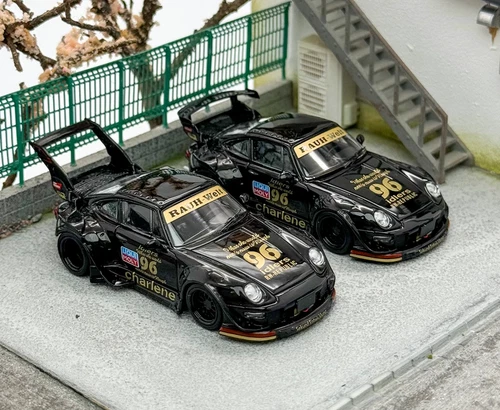 SW 1:64 Black RWB 911 Charlene Racing Sports Model Diecast Metal Car