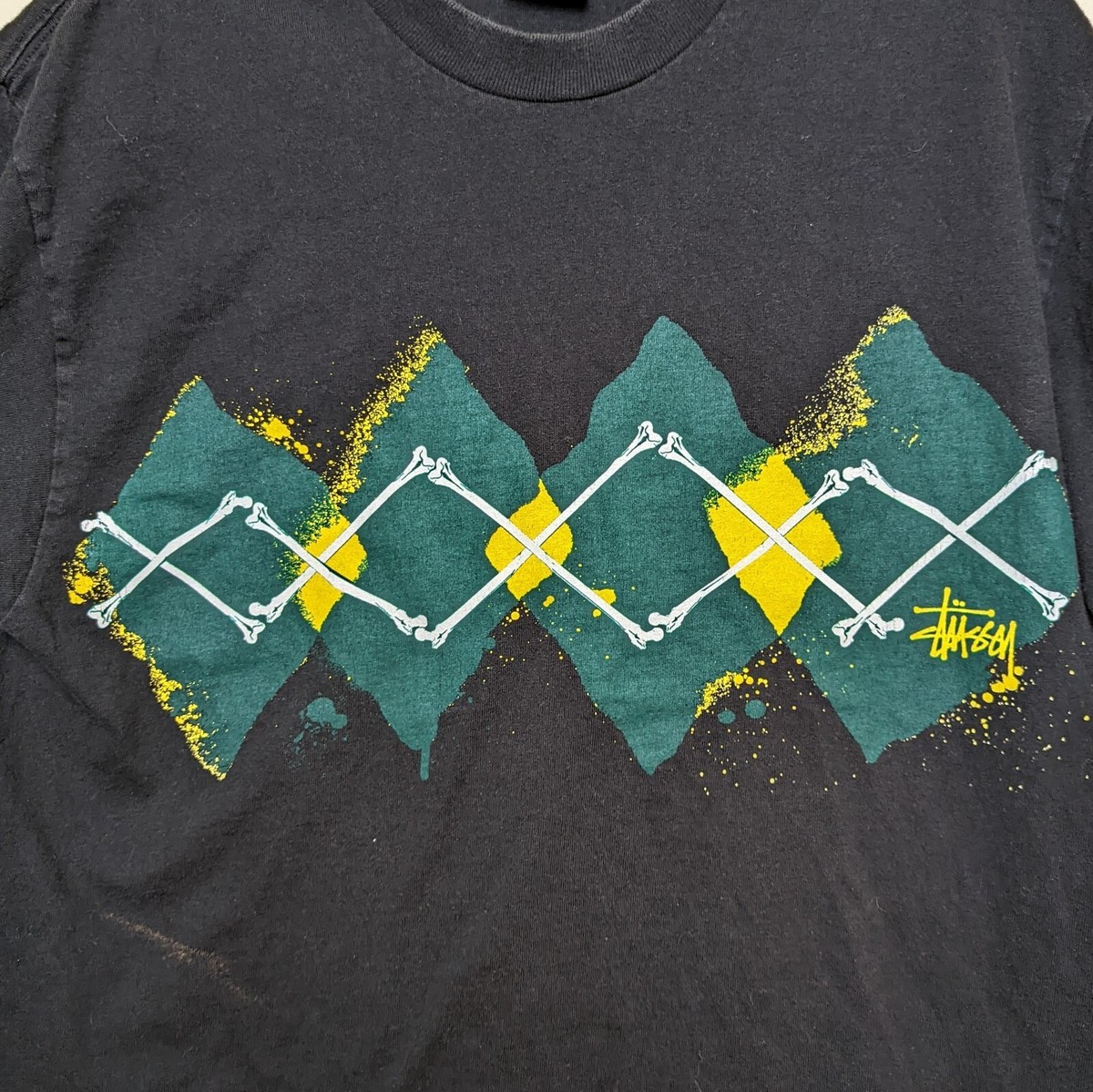 00　Stussy Stussy Vintage 2006 Skull Crossbone Argyle Black Y2K Shirt