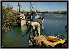 Vintage Postcard RPPC - Prawning Boats at Roebourne, Western Australia, W.A.