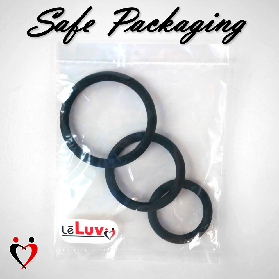 Paquete de 3 anillos para pene lisos redondos finos LeLuv Foto 3 de 4