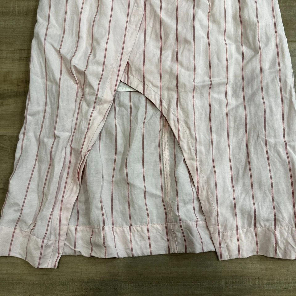 ALC Women's Avril Paperbag Waist Skirt Size 2 Pink Striped Linen Blend - Image 4 of 4