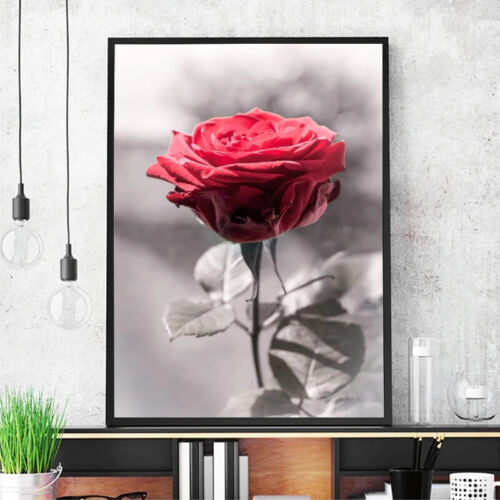 Print Art Red Rose Flower Poster Canvas Painting Mural Wall Art Canvas Painting - Picture 1 of 5