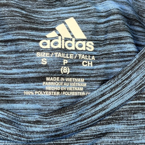 Adidas Boys Sz Small Blue Casual Activewear Short Sleeve Top Shirt Crew Neck - Picture 7 of 9