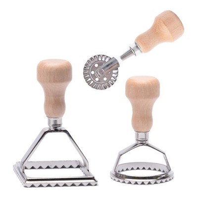 MASTER FENG Ravioli Stamp Maker Cutter with Roller Wheel Set, Mold Wooden