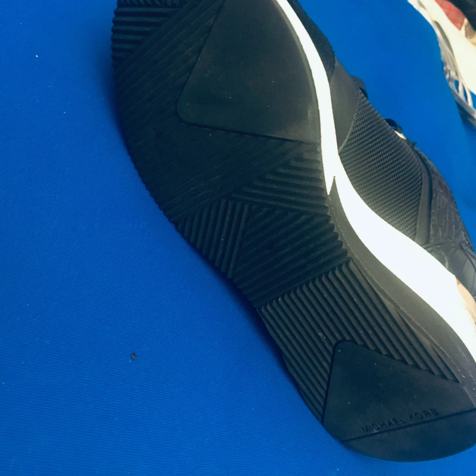 ZAPATILLAS CON CUÑA Michael kors georgie Negras CROCO DORADO MK LOGO Talla 6 Foto 4 de 4