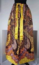 Vintage 1970s Psychedelic Quilted Paisley Print Maxi Skirt W/Pocket Boho Sz 14