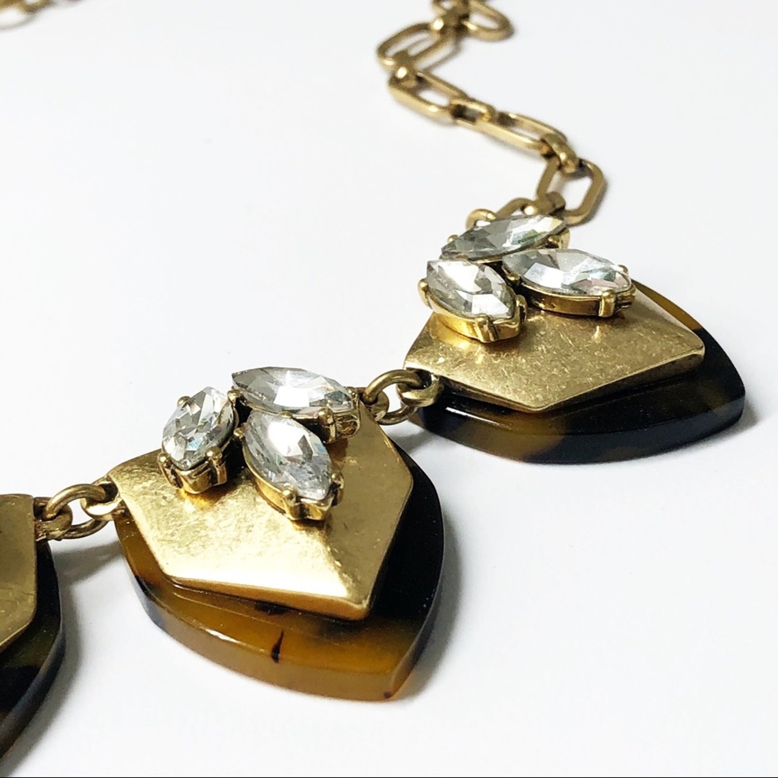 J. Crew Tortoise Shell Crystal Statement Necklace - image 6