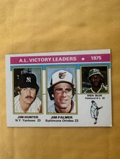 1976 Topps - League Leaders Jim Palmer, Catfish Hunter, Vida Blue #200