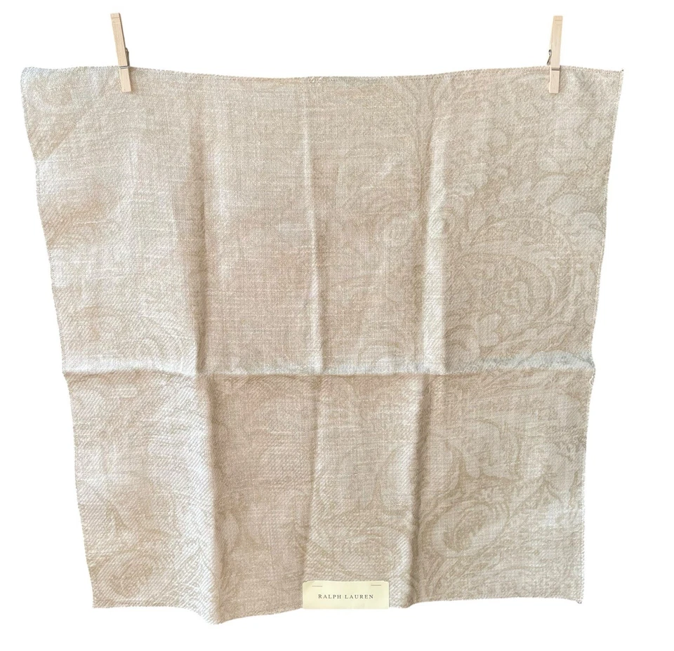 Ralph Lauren Stonehurst Damasco Tela Opalescente Remanente 25X26" Lujo Naturales Foto 2 de 4