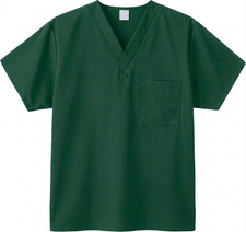 Unisex V-Neck Scrub Top w/ Chest Pocket, Hunter Green size S, style 105